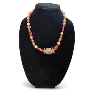 Elegant Multicolor Beaded Necklace with matching bracelet Like New